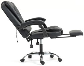 HOMEREST Scaun directorial, masaj in suportul lombar, suport picioare, PU, Negru