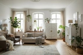 Dulap design vintage GOLDEN SUNSET 120cm Mango alb