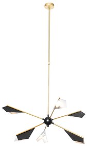Lampa suspendată de design neagră și aurie cu 6 lumini - Sinem