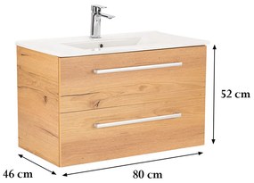 Dulap inferior Vario Clam 80 cu lavoar stejar-stejar