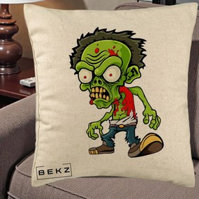 Perna Decorativa Zombie Halloween, 40x40 cm, Bej, Husa Detasabila, Perna Inclusa, BEKZ®
