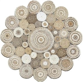 Covor MULTY XW Q, 120x120 cm, forma rotunda, iuta, bej