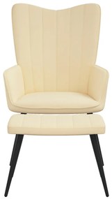 327697 vidaXL Scaun de relaxare cu taburet, alb crem, catifea