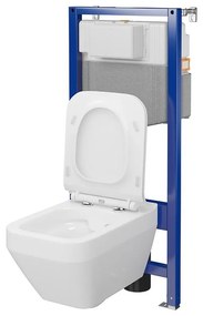 Set vas wc suspendat Crea Square CleanOn cu capac soft close si rezervor incastrat C31 Aqua 50 pneumatic