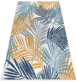 Covor SISAL COOPER frunze de palmier, tropical 22258 ecru / albastru inchis