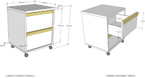 Set LONDON format dintr-un birou cu cărucior și bibliotecă.