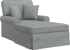 vidaXL Chaise Lounge cu fustă cu pernă 3 pcs Gri deschis țesătură