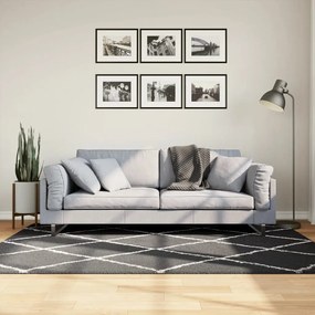 vidaXL Covor pufos &quot;PAMPLONA&quot; fire înalte negru/crem modern 140x200 cm