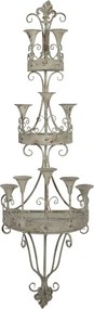 Sfesnic 10 lumanari, verde, din metal, aspect vintage, 44x21x144 cm