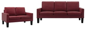 Set de canapele, 2 piese, roșu vin, piele ecologică