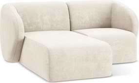 Colțar bej cu tapițerie din chenille (cu colț pe partea stângă/cu șezlong) Lani – Makamii