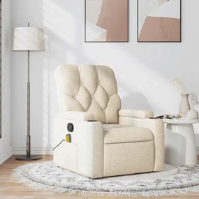 vidaXL Fotoliu rabatabil de masaj, crem, material textil