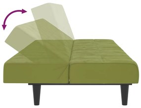 Canapea extensibila cu 2 locuri, verde deschis, catifea Lysegronn, Fara suport de picioare