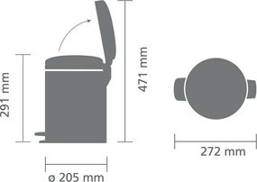 Cos de gunoi cu pedala Brabantia NewIcon 1010439, 5 l, Inchidere usoara, Baza antiderapanta, Roz