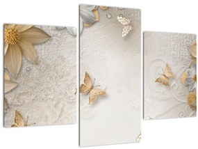 Tablou - Flori cu fluturi (90x60 cm)