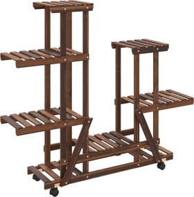 vidaXL Suport pentru flori cu roți, 95x25x101 cm, lemn masiv de brad