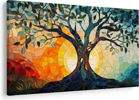 Tablou – Mozaic – soare și arbore I. (90x60 cm)