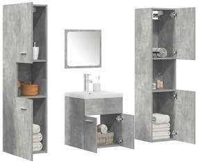 vidaXL Set mobilier de baie, 5 piese, gri beton, lemn prelucrat