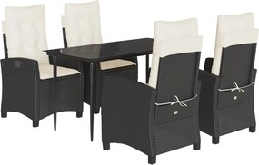 vidaXL Set mobilier de grădină cu perne, 5 piese, negru, poliratan