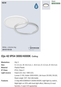Plafoniera LED design silm IP54 Oja 42 baie alb 3000-4000K 2015116133 NL