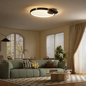 HOMCOM Lampă de tavan LED Modernă de 40W cu 2 Inele și Lumină Reglabilă, Negru | Aosom Romania