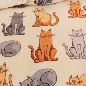 Lenjerie cocolino COLORED CATS crem Dimensiunile lenjeriei: 2 buc 70 x 90 cm | 200 x 220 cm