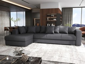 Colțar extensibil dumonde cu ladă de depozitare si sezut confortabil din spuma high-density, Gloria Enjoy Grafit II 320x183 cm