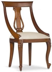 Scaun din lemn tapitat cu stofa, Vintage Ivoir / Nuc, l50xA47xH90 cm