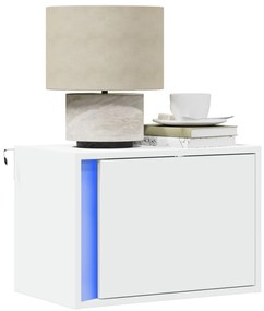 vidaXL Noptiere montate pe perete cu lumini LED, 2 buc., alb
