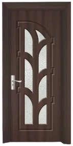Usa Interior din MDF Novo Doors ND308, Cadru din Lemn Masiv, Geam Sablat, KIT COMPLET, Toc , Manere si balamale incluse (Culoare: Nuc, Dimensiune: 70