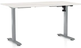 Masă înălțime reglabilă OfficeTech A, 140 x 80 cm, picioare gri, frasin alb