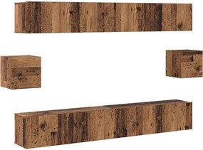 vidaXL Set comodă TV Pe perete 6 pcs Lemn Vechi Lemn compozit