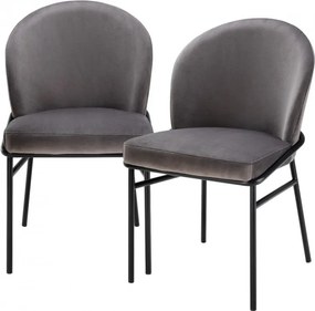 Set de 2 scaune design modern Willis, catifea Savona gri 113773 HZ