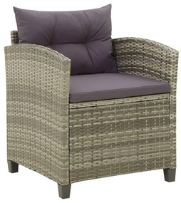 vidaXL Scaun de grădină cu perne, gri, poliratan