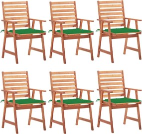 vidaXL Scaune de exterior cu perne, 6 buc., lemn masiv de acacia