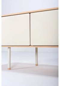 Comodă TV albă/în culoare naturală din lemn de stejar 160x48 cm Fina – Gazzda