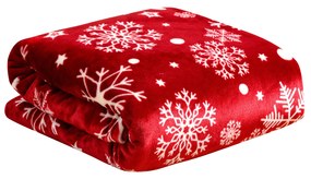 Patura microplus de Craciun SNOWFALL rosu Dimensiune: 200 x 220 cm