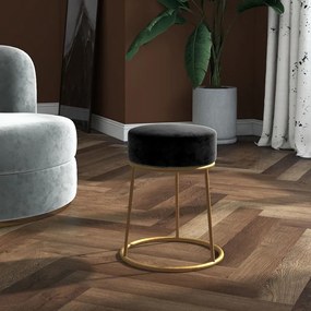 340260 vidaXL Taburet rotund, negru, catifea