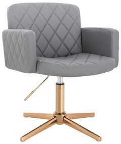 HR802CROSS Scaun Gri din Piele Ecologica cu Bază Aurie
