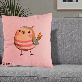 Perna Decorativa Pui Kawaii Pastel Dungat, 40x40 cm, Roz, Husa Detasabila, Perna Inclusa, BEKZ®