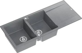 Chiuveta compozit incastrata Quadron Evan 121 gri - inox 116x50 cm