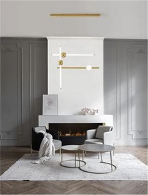 Lustra LED suspendata, dimabila, design modern Neutron auriu