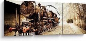Tablou - Locomotiva istorică (cu ceas) (90x30 cm)