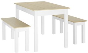 HOMCOM Set de masă 3 piese cu 2 bănci pliante pentru 4-6 persoane de stil contemporan din particule de lemn | Aosom Romania
