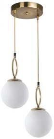 Lustra Morino 2 Brate cu Abajur din Sticla, Soclu E27, Max. 60W, Culoare Alb