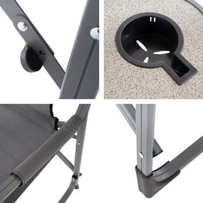 Scaun pliant de camping cu masă și suport - 2 bucăți