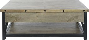 Măsuță de cafea dreptunghiulară din lemn de mango și metal, natur și negru, cu blat ridicabil și raft, 44 x 116 x 74 cm, „Barlow” – Ethnic Collections