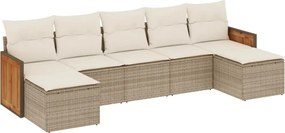 vidaXL Set canapele de grădină, 7 piese, cu perne, bej, poliratan