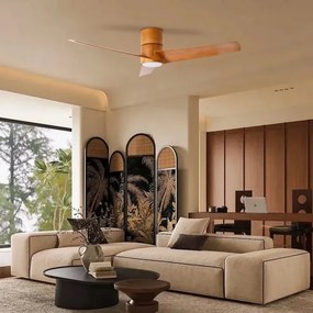 ZEVENTI - Ventilator de tavan LED BARROSA, 18W/230V, Wi-Fi Tuya, maro + telecomandă