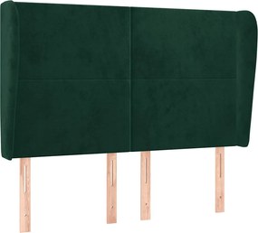 vidaXL Tăblie pat cu aripioare verde închis 147x23x118/128 cm catifea